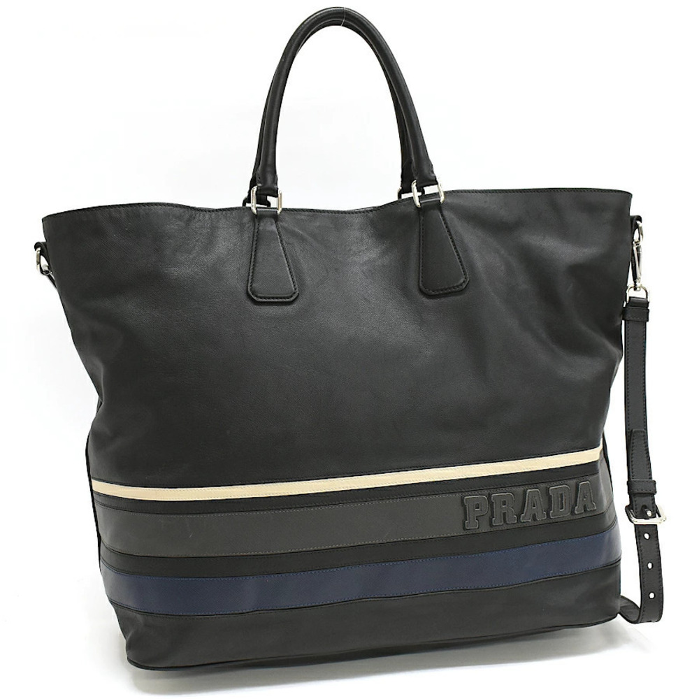 Prada Tote Bag Handbag Leather Black